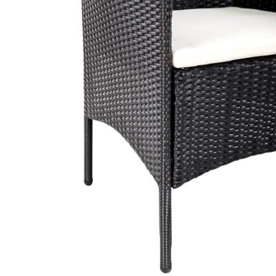 4-delige Loungeset met kussens poly rattan zwart