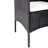 4-delige Loungeset met kussens poly rattan zwart - thumbnail