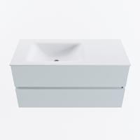 MONDIAZ VICA 100cm badmeubel onderkast Clay 2 lades. Wastafel CLOUD links 1 kraangat, kleur Talc. - thumbnail