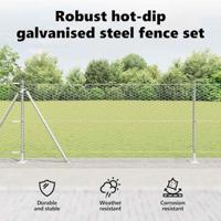 VidaXL Afrasteringspaal zilver 10 x 1 m (36 mm gaas) staal - thumbnail