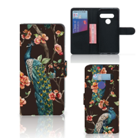 LG G8s Thinq Telefoonhoesje met Pasjes Pauw met Bloemen - thumbnail