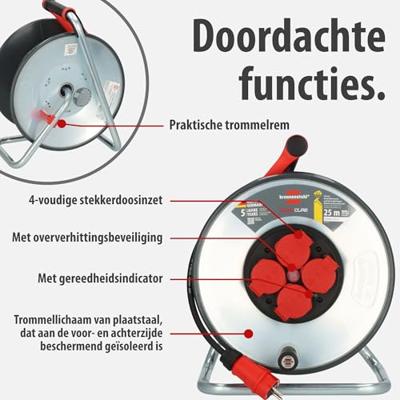 Brennenstuhl Professional SteelCore Kabelhaspel SC 2100 IP44 | 25m | H07RN-F 3G1,5 - 9191250110