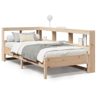 Bed met boekenkast zonder matras massief grenenhout 90x200 cm - thumbnail