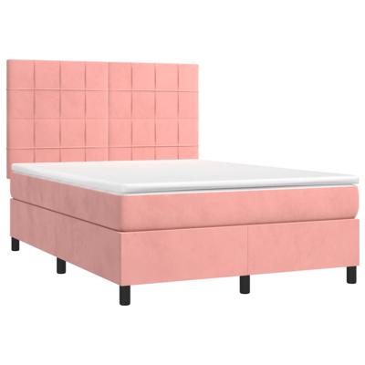Boxspring met matras fluweel roze 160x200 cm