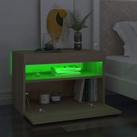 VidaXL Nachtkastje led-verlichting 60x35x40 cm bewerkt hout sonoma eik - thumbnail