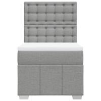 Boxspring met matras stof lichtgrijs 90x190 cm - thumbnail