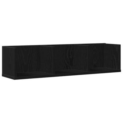 Wandplank met plank Zwart eiken 75 x 18 x 18 cm Bewerkt hout