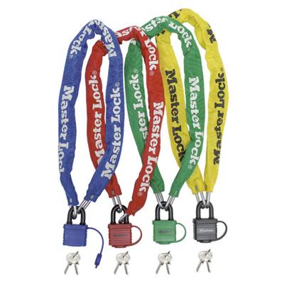 Masterlock Steel chain 90cm x Ø 6mm - padlock 40mm w/2 keysnylon sleeve - colour - 8390EURDPROCOL Masterlock Steel chain 90cm x Ø 6mm - padlock 40mm w/2 keysnylon sleeve - colour - 8390EURDPROCOL