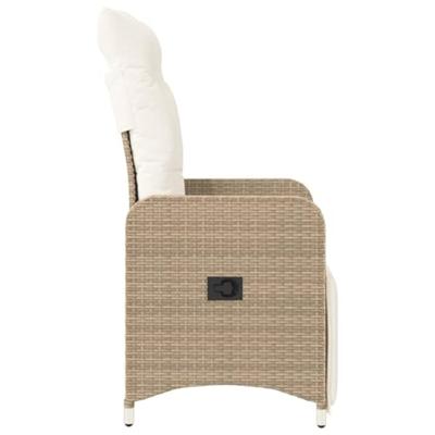 Tuinstoel verstelbaar met kussens poly rattan beige Tuinstoel verstelbaar met kussens poly rattan beige