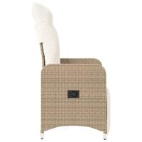 Tuinstoel verstelbaar met kussens poly rattan beige - thumbnail