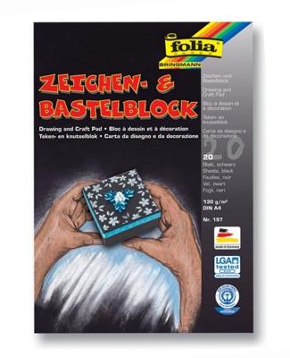 Folia fo-197 tekenblok a4 zwart 130 gram 20 vel