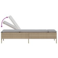 Ligstoelen 2 st met kussens poly rattan beige - thumbnail