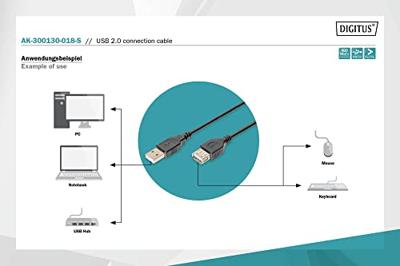 Digitus USB-kabel USB 2.0 USB-A stekker, USB-mini-B stekker 1.80 m Zwart Rond, Afgeschermd (dubbel) AK-300130-018-S