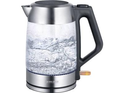 Severin WK 3475 Waterkoker Snoerloos Glas, RVS (geborsteld), Zwart