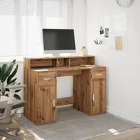 Bureau met LED-verlichting 120x55x91 cm hout artisanaal eiken - thumbnail