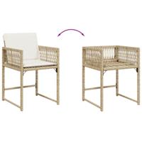 9-delige Tuinset met kussens poly rattan beige - thumbnail