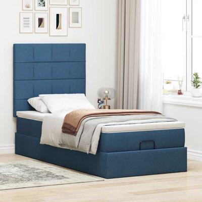 Bed met matras 90x200 cm stof blauw Bed met matras 90x200 cm stof blauw