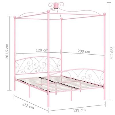 Hemelbedframe metaal roze 120x200 cm Hemelbedframe metaal roze 120x200 cm