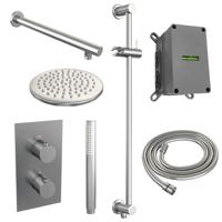 Inbouw Regendouche Set Brauer Brushed Edition Wanduitloop Ronde Hoofddouche 20 cm Met Glijstang RVS Look Brauer - thumbnail