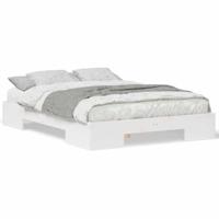 Bedframe met opslag Wit 120 x 200 cm Massief grenenhout - thumbnail