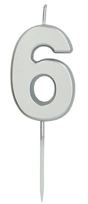 Cijferkaars &apos;6&apos; Zilverkleurig 5cm
