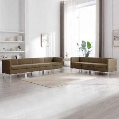 vidaXL 7-delig Bankstel stof bruin vidaXL 7-delig Bankstel stof bruin