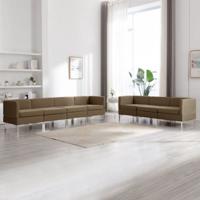 vidaXL 7-delig Bankstel stof bruin - thumbnail