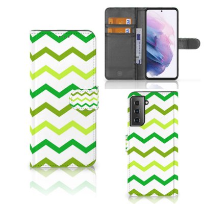 Samsung Galaxy S21 Plus | Telefoon Hoesje | Zigzag Groen