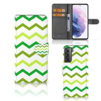 Samsung Galaxy S21 Plus | Telefoon Hoesje | Zigzag Groen - thumbnail