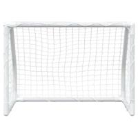 VidaXL Kindervoetbaldoelen 2 st met bal 64x35x48 cm metaal wit - thumbnail