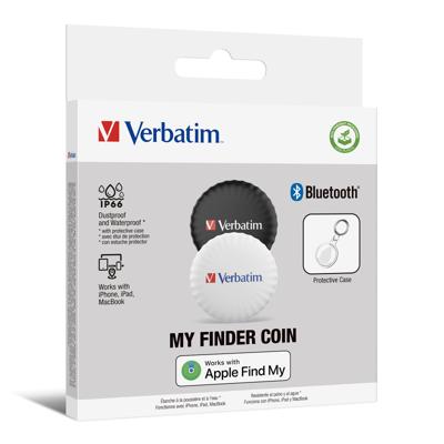 Verbatim My Finder Coin 2-Pack Bluetooth tracker Apple AirTag Zwart, Wit Verbatim My Finder Coin 2-Pack Bluetooth tracker Apple AirTag Zwart, Wit