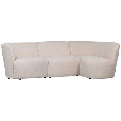WOOOD 3-zits Loungebank 'Coco' Rechts, Bouclé, kleur Crème