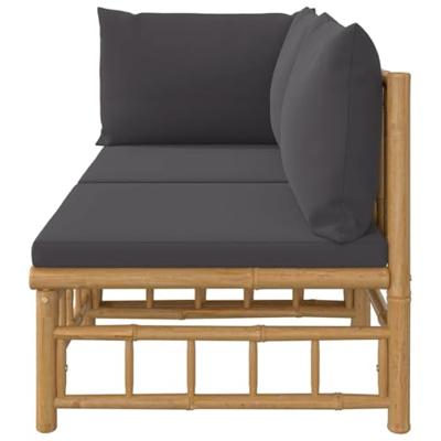 2-delige Loungeset met kussens bamboe donkergrijs - thumbnail