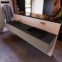 Badkamermeubelset Mondiaz Erin 200 cm met 2 Lades met RIDGE Wastafel Rechts Urban Zonder Kraangaten Greeploos Mat Smoke - thumbnail