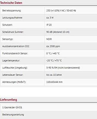 Schabus GX-D1 Kooldioxidemelder Met interne sensor werkt op het lichtnet Detectie van Binnenlucht Schabus GX-D1 Kooldioxidemelder Met interne sensor werkt op het lichtnet Detectie van Binnenlucht