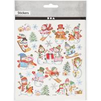 Creativ Company Stickers, skieende sneeuwpoppen, vel 15x16,5 cm, ca. 24 stuk, 1 vel - thumbnail