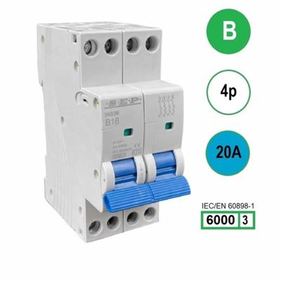SEP krachtstroom installatieautomaat 20A INS36-4B20 inst. 4p B20 6kA (36mm) 3101644020