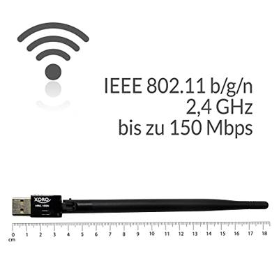 Verstelbare WLAN USB-antenne Xoro HWL 155N, voor Xoro SMART receiver, PC, Windows, Linux, Raspberry Pi, 5 dBi antenneversterking, ondersteunt WEP/WPA/WPA2