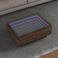 Salontafel met LED 70x50x30 cm bewerkt hout bruin eikenkleurig - thumbnail
