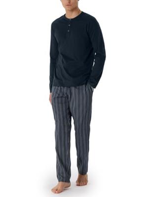 Schiesser Schiesser Pyjama Long nightblue 180274 56/XXL