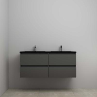 On-Line Onderkast - 120 cm - Voorgemonteerd - Ladestructuur - Acryl Wastafel - 2 Kraangaten - Mat Antraciet