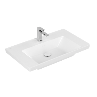 Wastafel Villeroy & Boch Subway 3.0 Met CeramicPlus Geen Kraangaten Geen Overloop 80x47x16.5 cm Stone White Villeroy & Boch