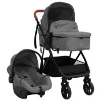 Kinderwagen 3-in-1 staal lichtgrijs en zwart - thumbnail