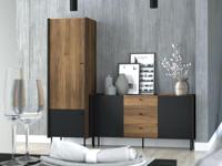 Kolomkast PRESTIGIA 2 deuren zwart/warmia noten - thumbnail