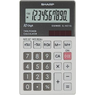 Citizen SH-ELW211GGY Calculator Sharp ELW211GGY Grijs Hand 10 Digit