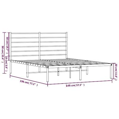 Bedframe met hoofdbord metaal wit 140x190 cm - thumbnail