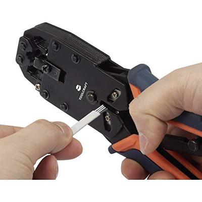 TOOLCRAFT TO-4988586 Krimptang Modulaire stekkers (western) Incl. kabelsnijder, Incl. stripgereedschap RJ10, RJ11, RJ12, RJ45