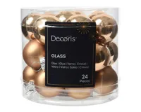 Decoris kerstballen set glas 24st pecannoot bruin 2,5cm - thumbnail