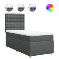 Boxspring met matras stof donkergrijs 100x200 cm - thumbnail