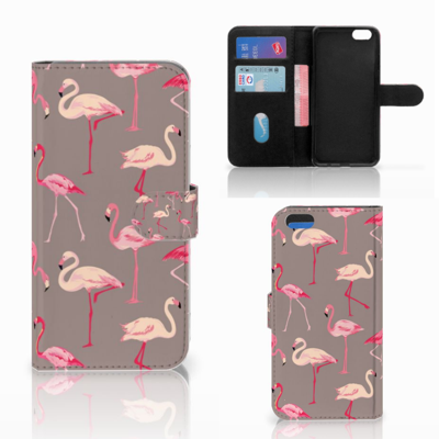 Apple iPhone 7 Plus | 8 Plus | Telefoonhoesje | Met pasjeshouder | Flamingo